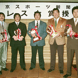 左から馳浩、長州力、天龍源一郎、ジャンボ鶴田、前田日明