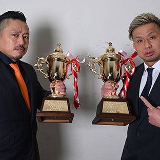 最優秀タッグ賞を受賞した毘沙門(後藤洋央紀、YOSHI-HASHI)